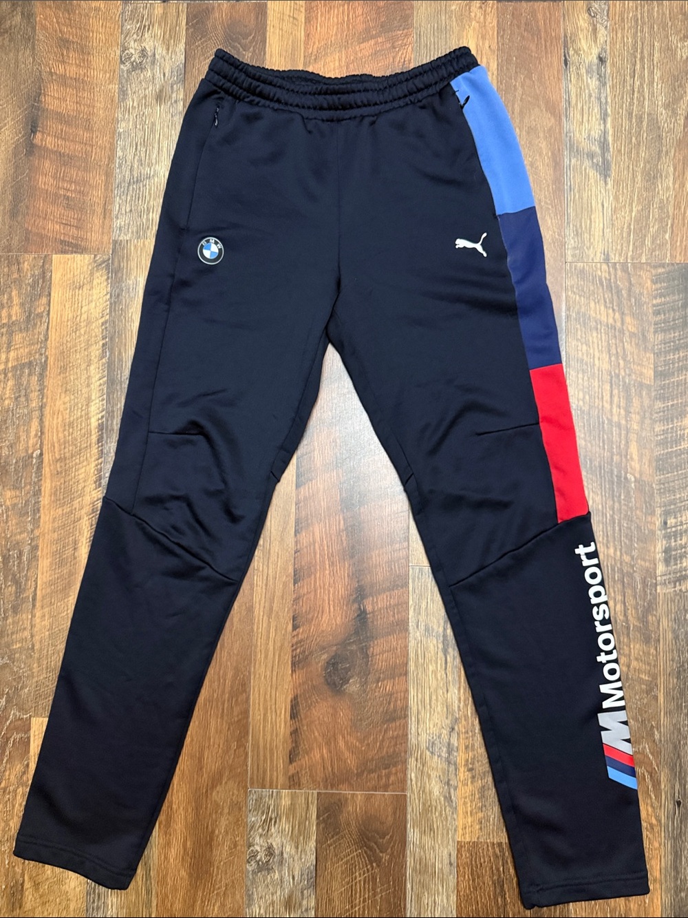 Puma BMW M Motorsport Men's Track Pants Navy Blue Red Size Small